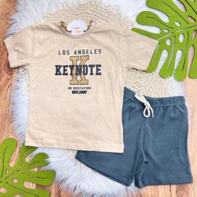 Conj. Camiseta Keynote e Bermuda - Caramelo e Chumbo